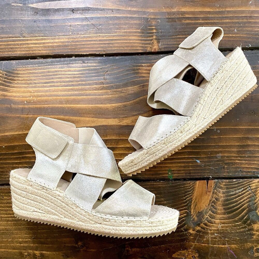 Eileen Fisher Beige Espadrille Wedge Sandals